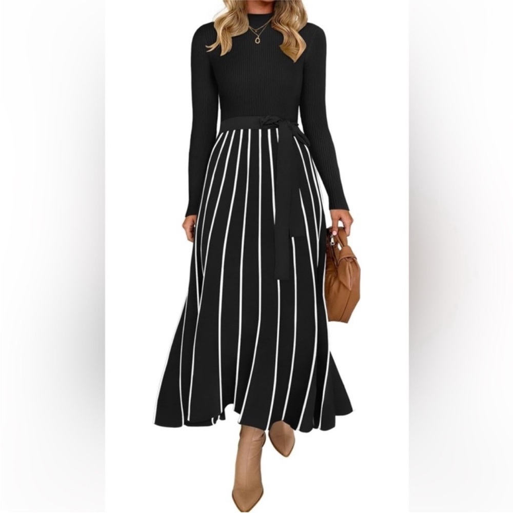 Black and White Striped Maxi Dress